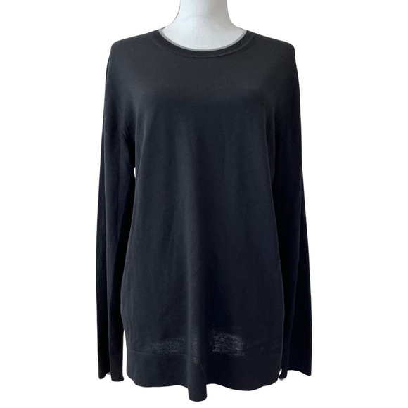 Theory Other - THEORY Men’s Merino Wool Crewneck Sweater Size‎ L Black Gray Pullover